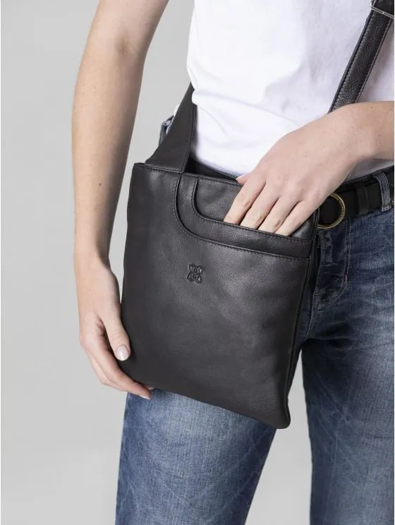 Allerdale Leather Cross Body Bag in Black