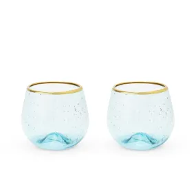 Aqua Bubble Stemless Wine Glass Set