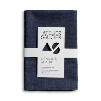 Atelier Saucier Denim Linen Napkins, Set of 4