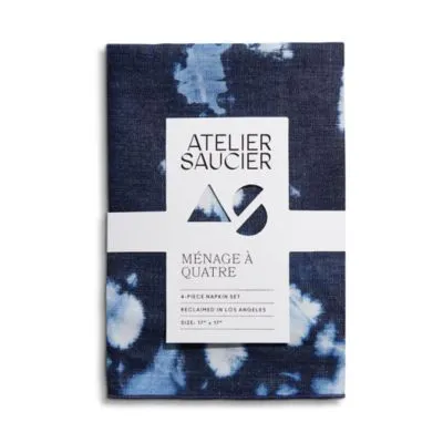 Atelier Saucier Denim Tie Dyed Linen Napkins, Set of 4