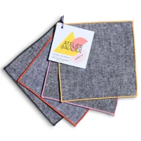 Atelier Saucier Rainbow Chambray Cocktail Napkins, Set of 4