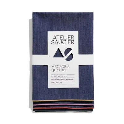 Atelier Saucier Rainbow Denim Napkins, Set of 4