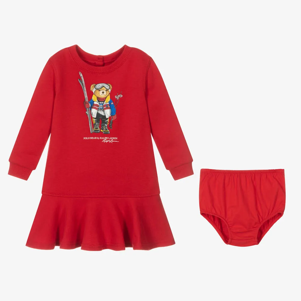 Baby Girls Red Ski Bear Dress