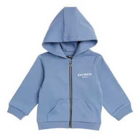 Balmain Baby Printed Logo Blue Zip Hoodie