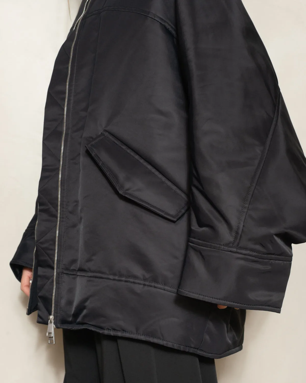 Black Cato Oversized Bomber Jacket