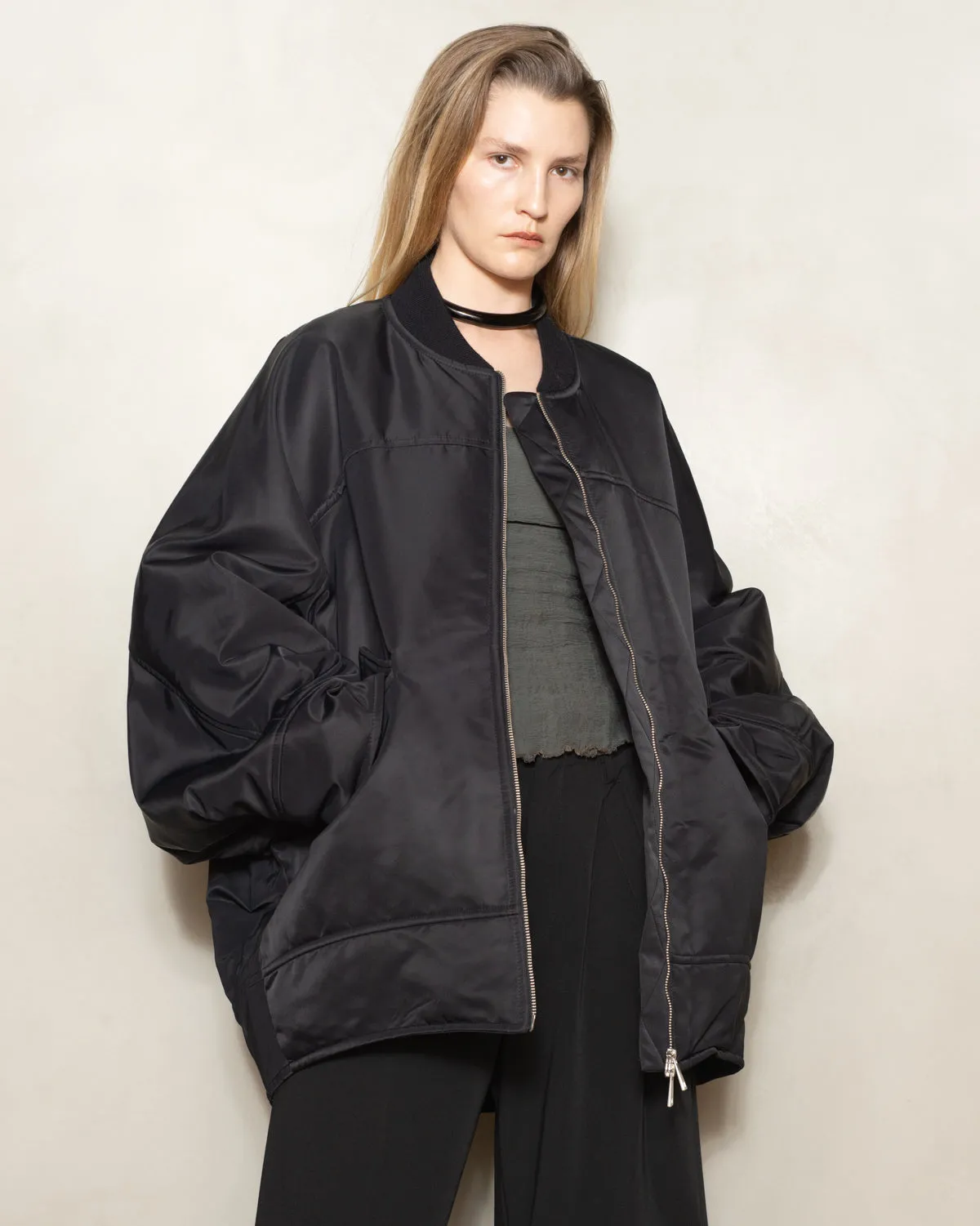 Black Cato Oversized Bomber Jacket