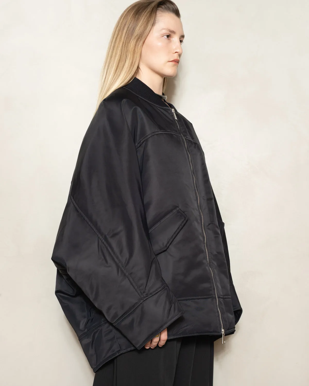 Black Cato Oversized Bomber Jacket