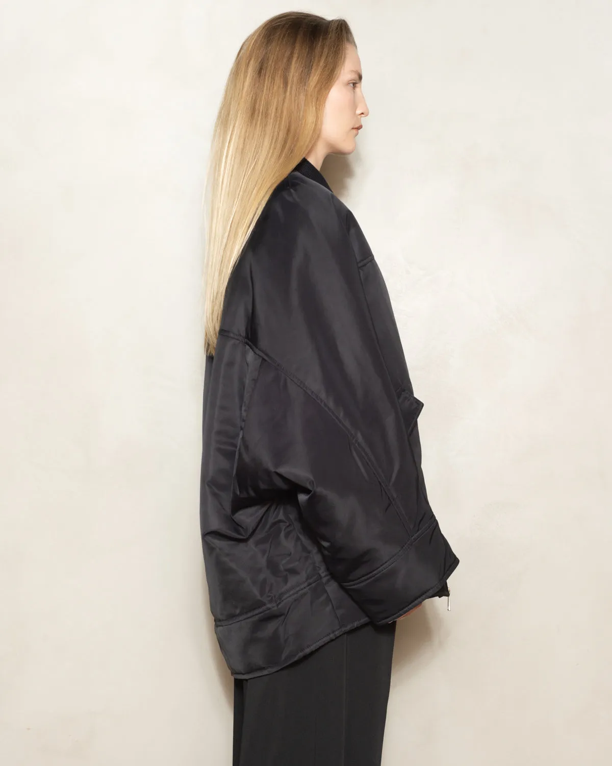 Black Cato Oversized Bomber Jacket