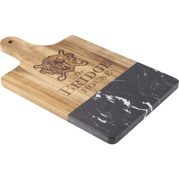 Black Marble and Wood Cutting Board