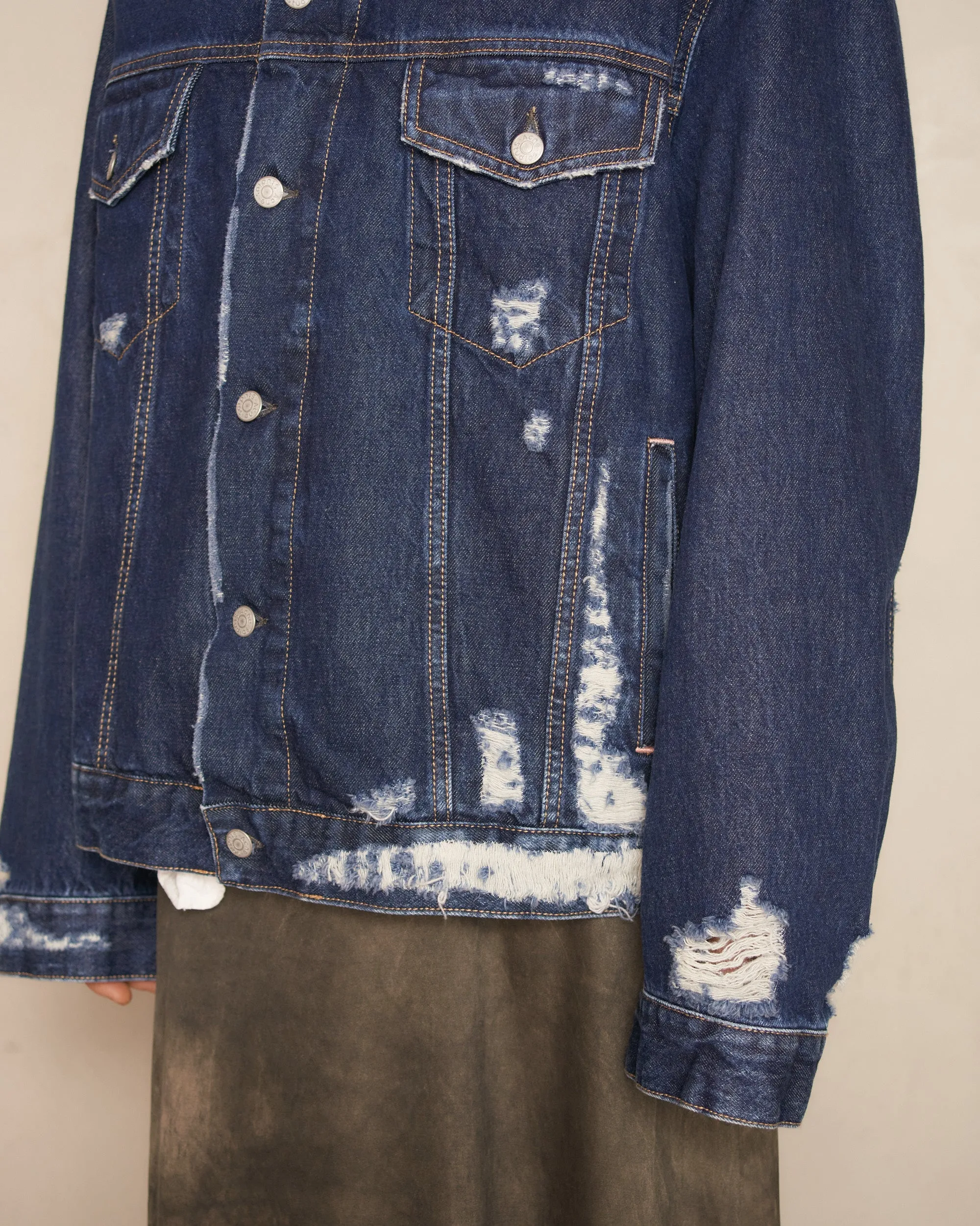 Blue Distressed Denim Jacket