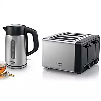 Bosch DesignLine Plus Kettle & 4 Slice Toaster Set - Steel | Kaleidoscope