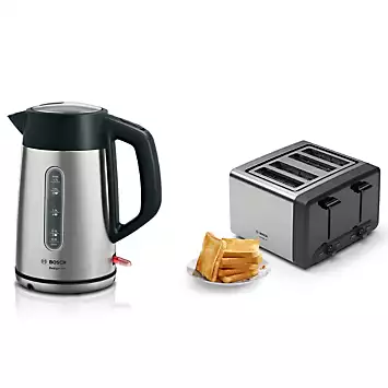 Bosch DesignLine Plus Kettle & 4 Slice Toaster Set - Steel | Kaleidoscope