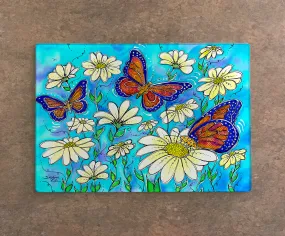 Butterflies on Daisies Cutting Board