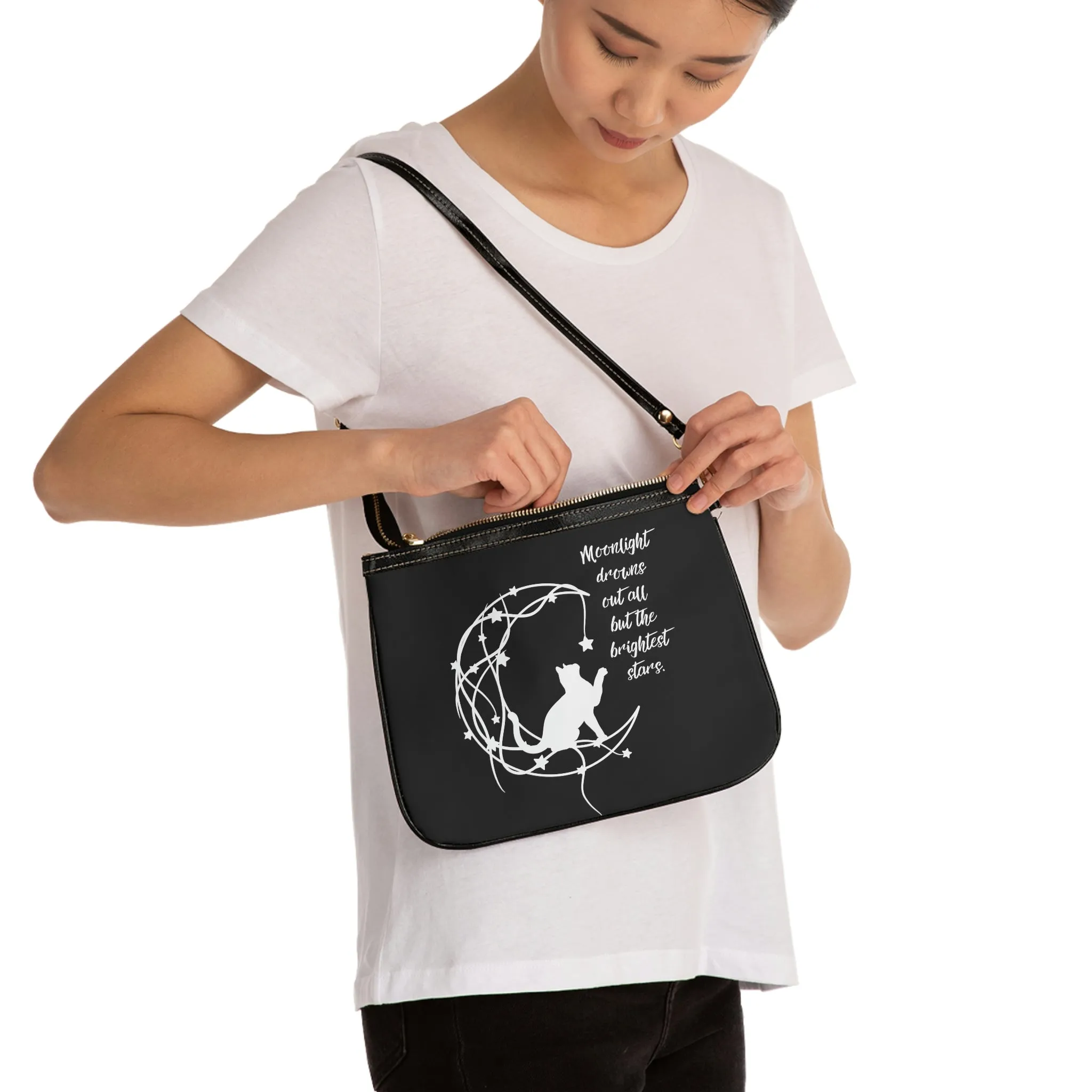 Cat and moon Small Shoulder Bag