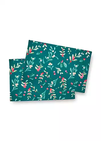 Catherine Lansfield Christmas Holly & Mistletoe Set of 4 Placemats | Kaleidoscope