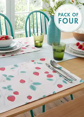 Catherine Lansfield Strawberry Garden Set of 4 Placemats | Kaleidoscope