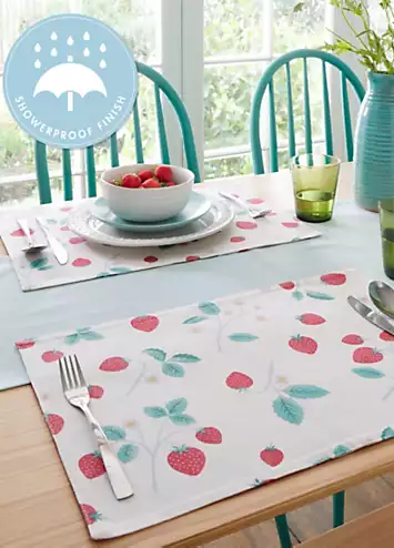 Catherine Lansfield Strawberry Garden Set of 4 Placemats | Kaleidoscope