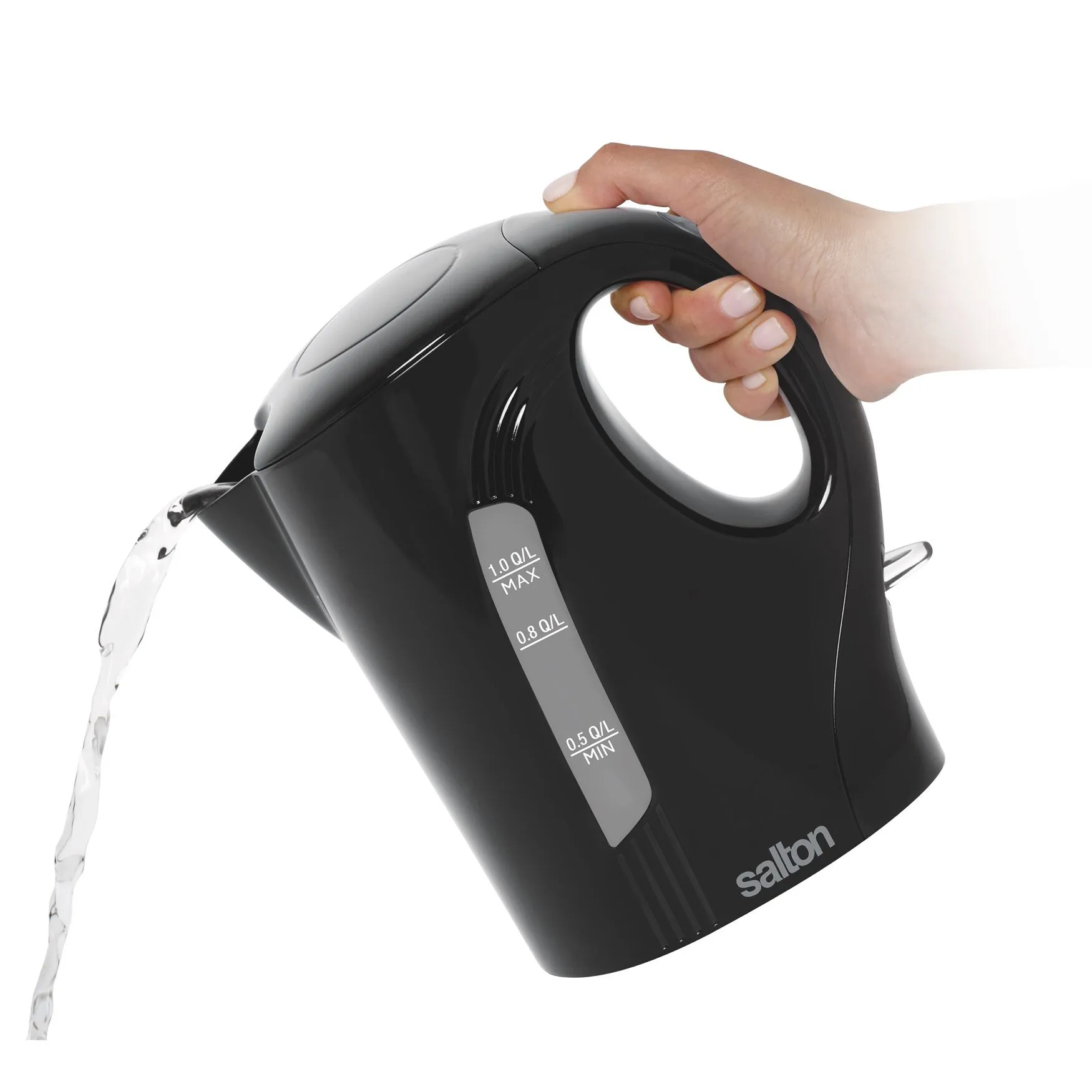 Compact Space Saving Cordless Jug Kettle 1 L/Qt - Black