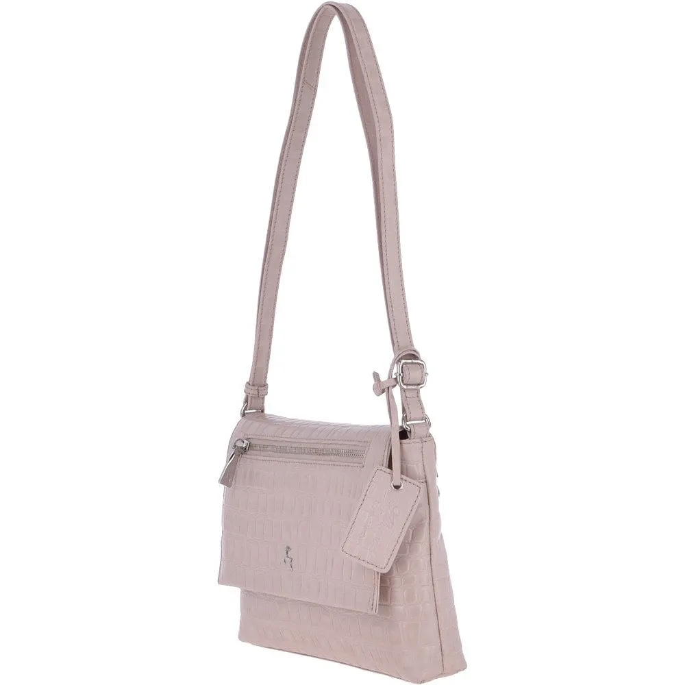 Crocodile Print Cross Body Bag Blush – 62753