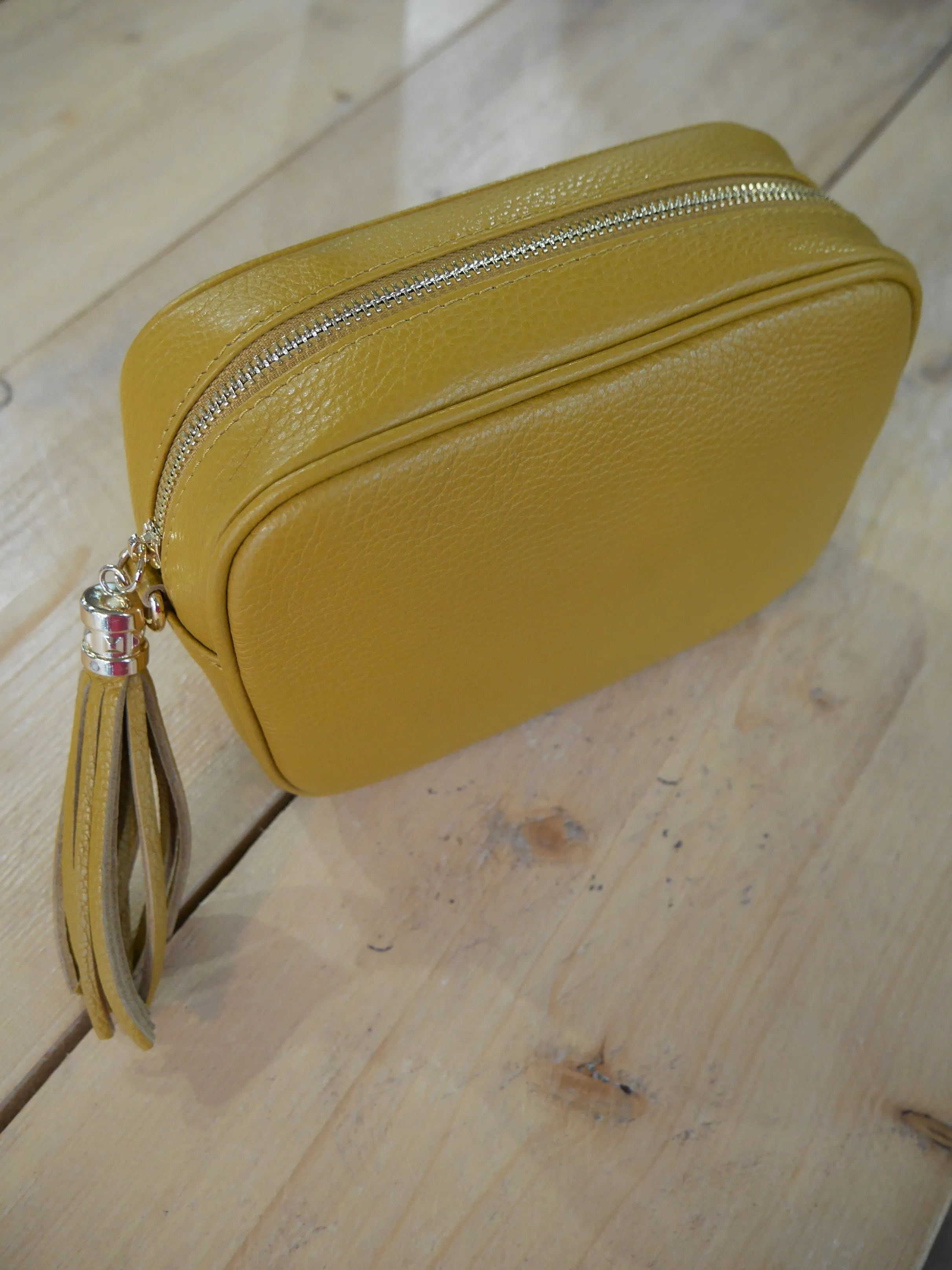 Cross Body Leather Bag Mustard