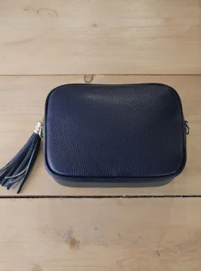 Cross Body Leather Bag Navy