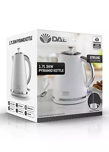 Daewoo Stirling 1.7L 3Kw Pyramid Kettle - White | Kaleidoscope