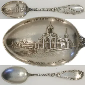 Early 1900s Codding Brothers & Heilborn Steel Pier New Jersey Sterling Souvenir Spoon