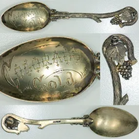 Early 20th Century Colorado Gold Vine/Leaf/Grapes Souvenir Spoon