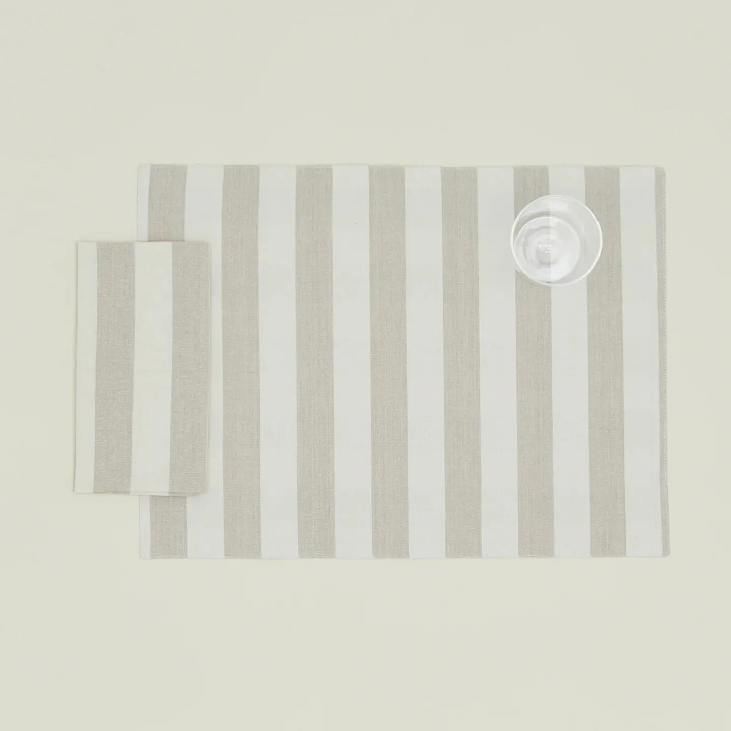 Essential Striped Placemats Set of 4 (Ivory + Flax)