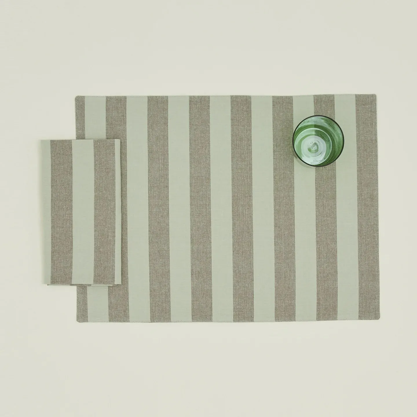 Essential Striped Placemats Set of 4 (Olive + Sage)