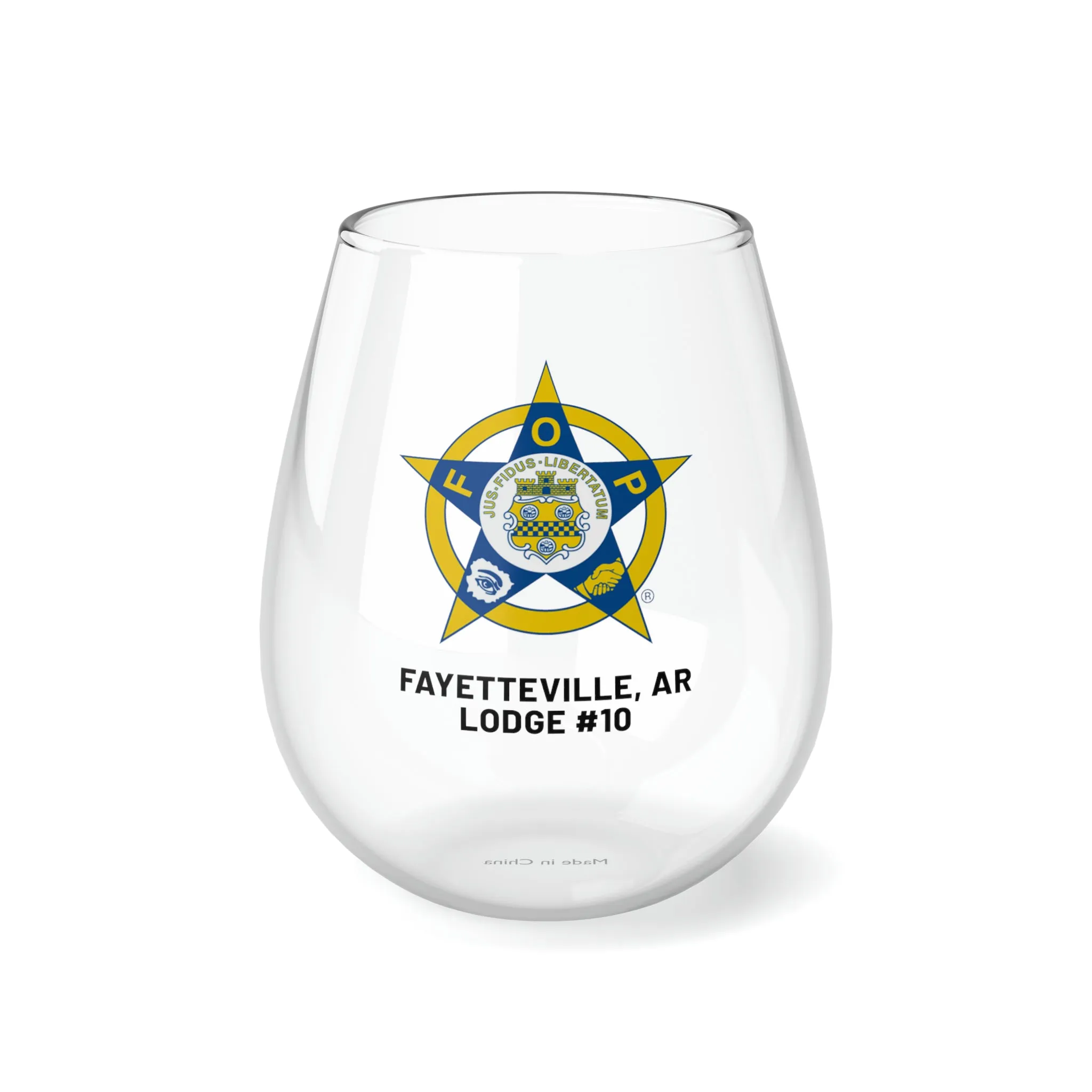 Fayetteville FOP Stemless Wine Glass