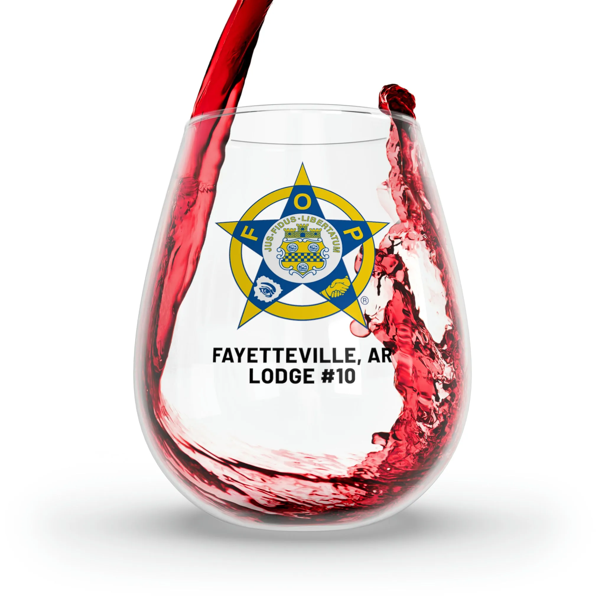 Fayetteville FOP Stemless Wine Glass