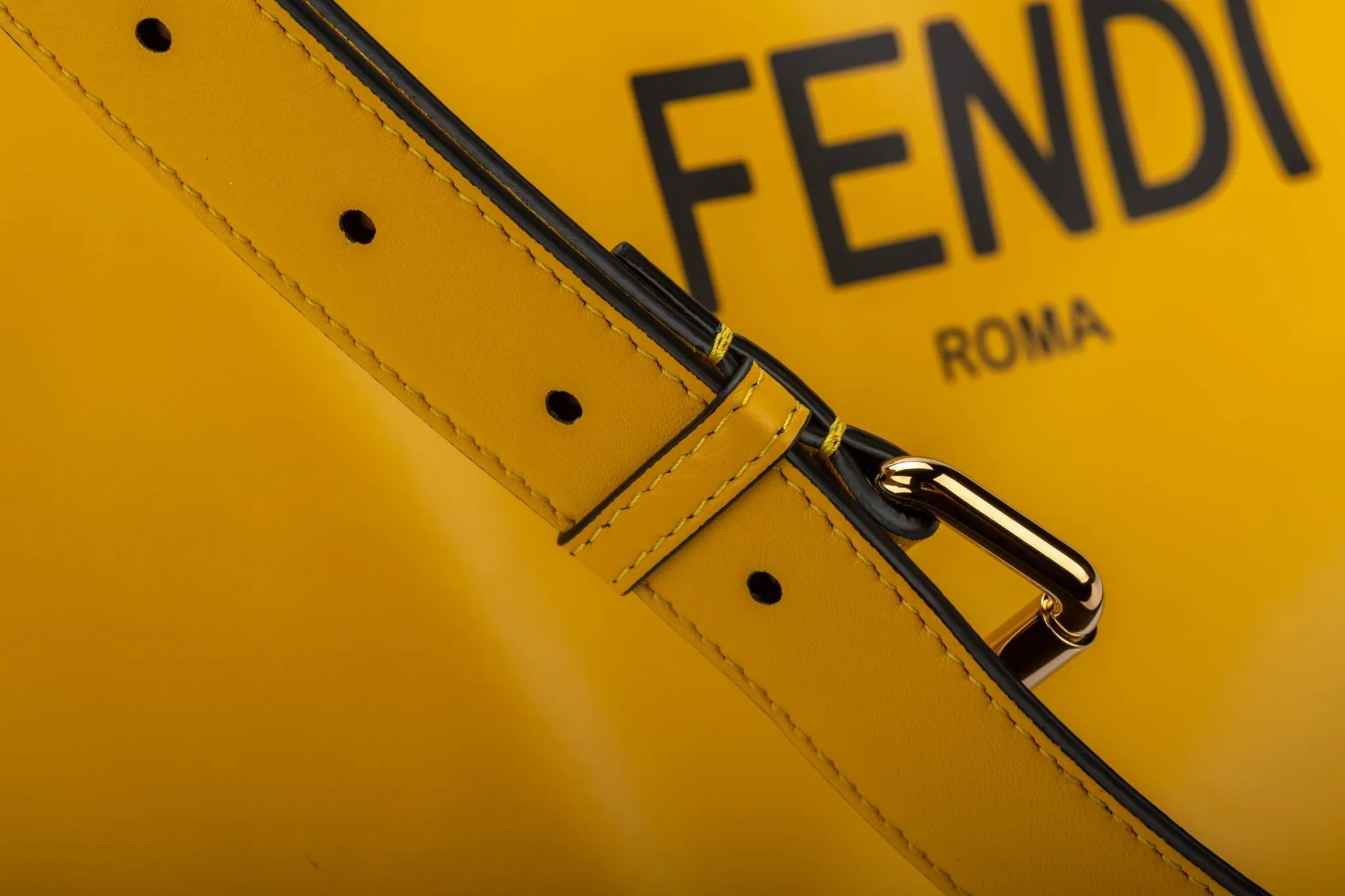 Fendi New Large Yellow Cross Body Bag