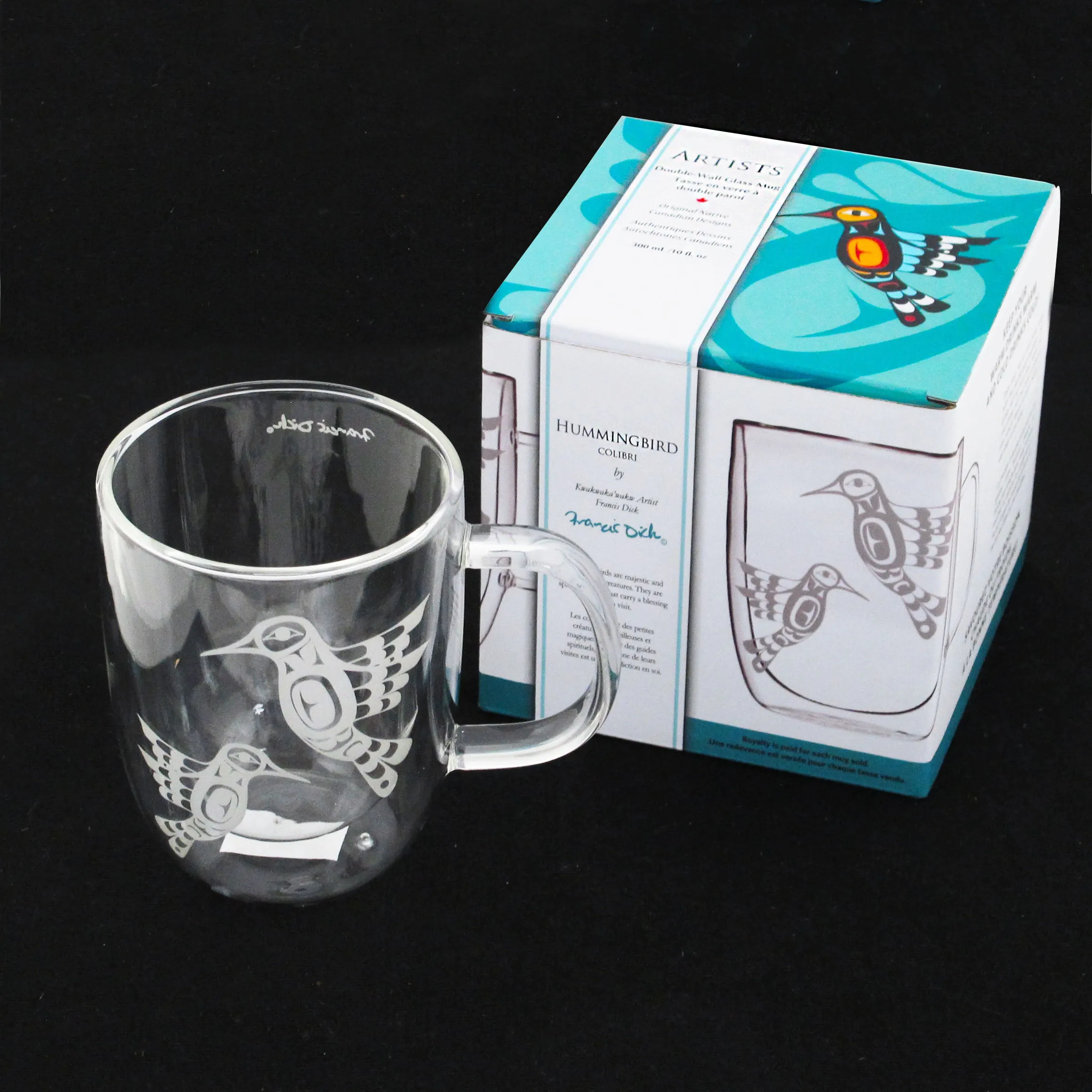 Francis Dick Hummingbird Double-Wall Glass Mug