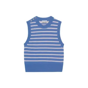     Ganni   Striped Crew Neck Pullover Sleeveless Knitted Vest