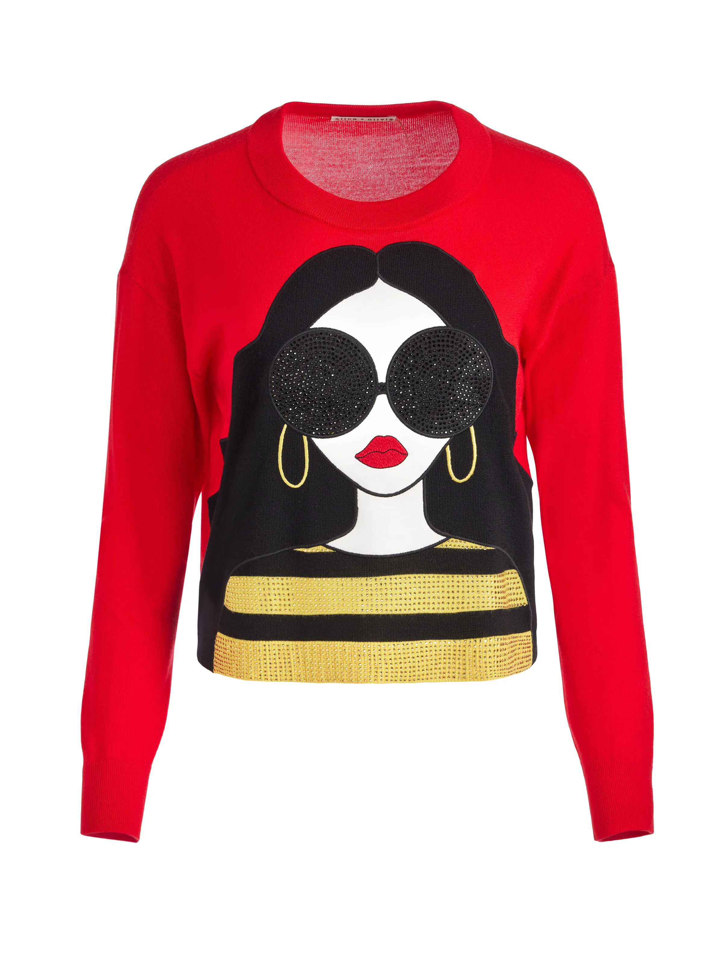 GLEESON APPLIQUE STACEFACE BOXY LONG SLEEVE PULLOVER