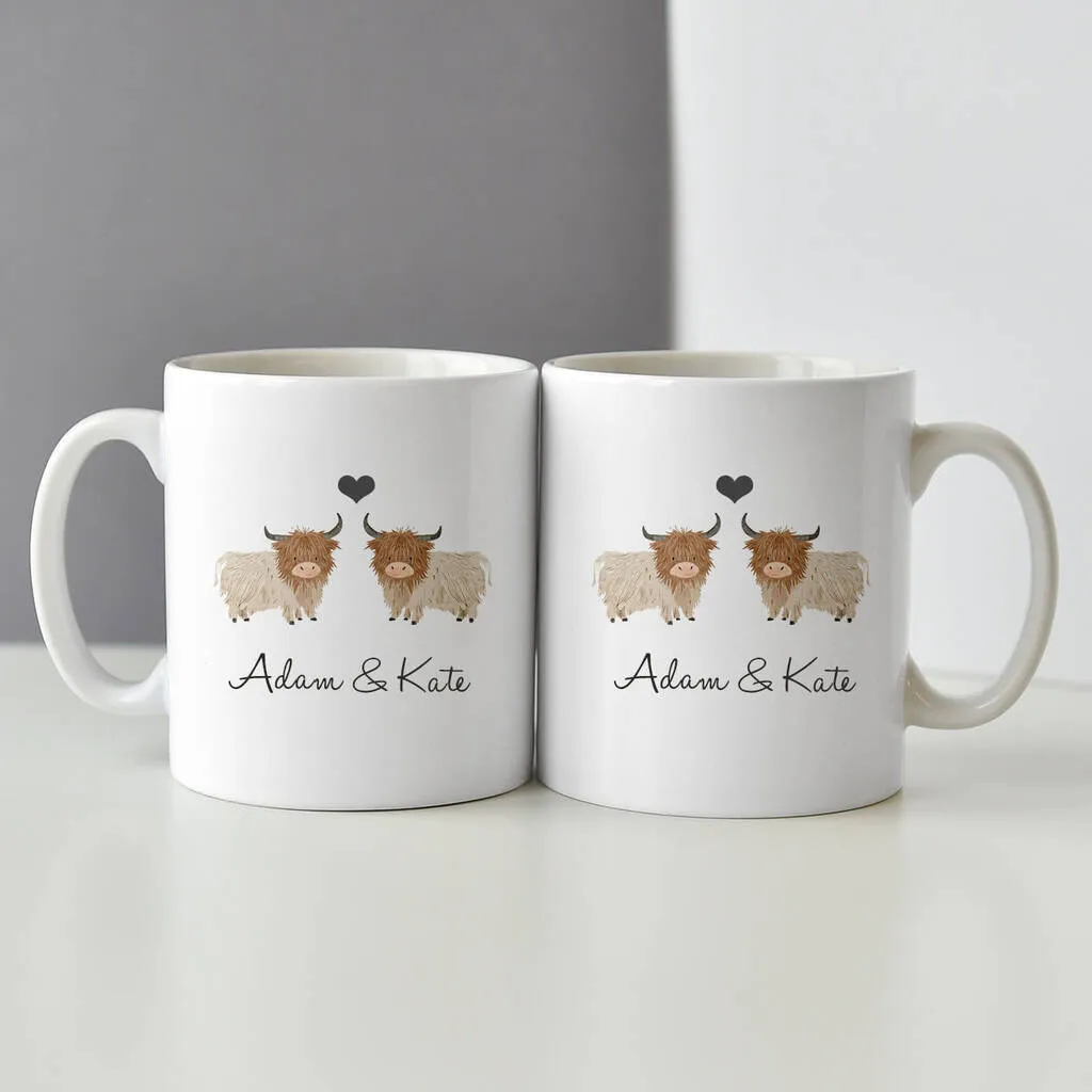 Highland Cow Personalised Mug Set