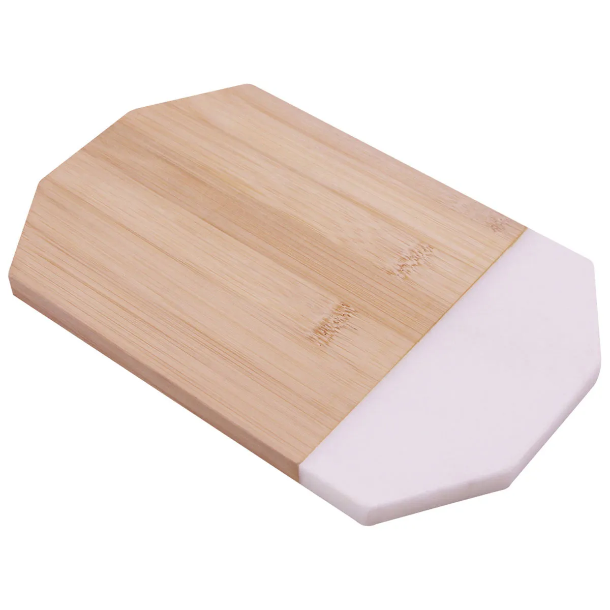 Hit White Marble Octagonal Marble & Bamboo Cutting Board