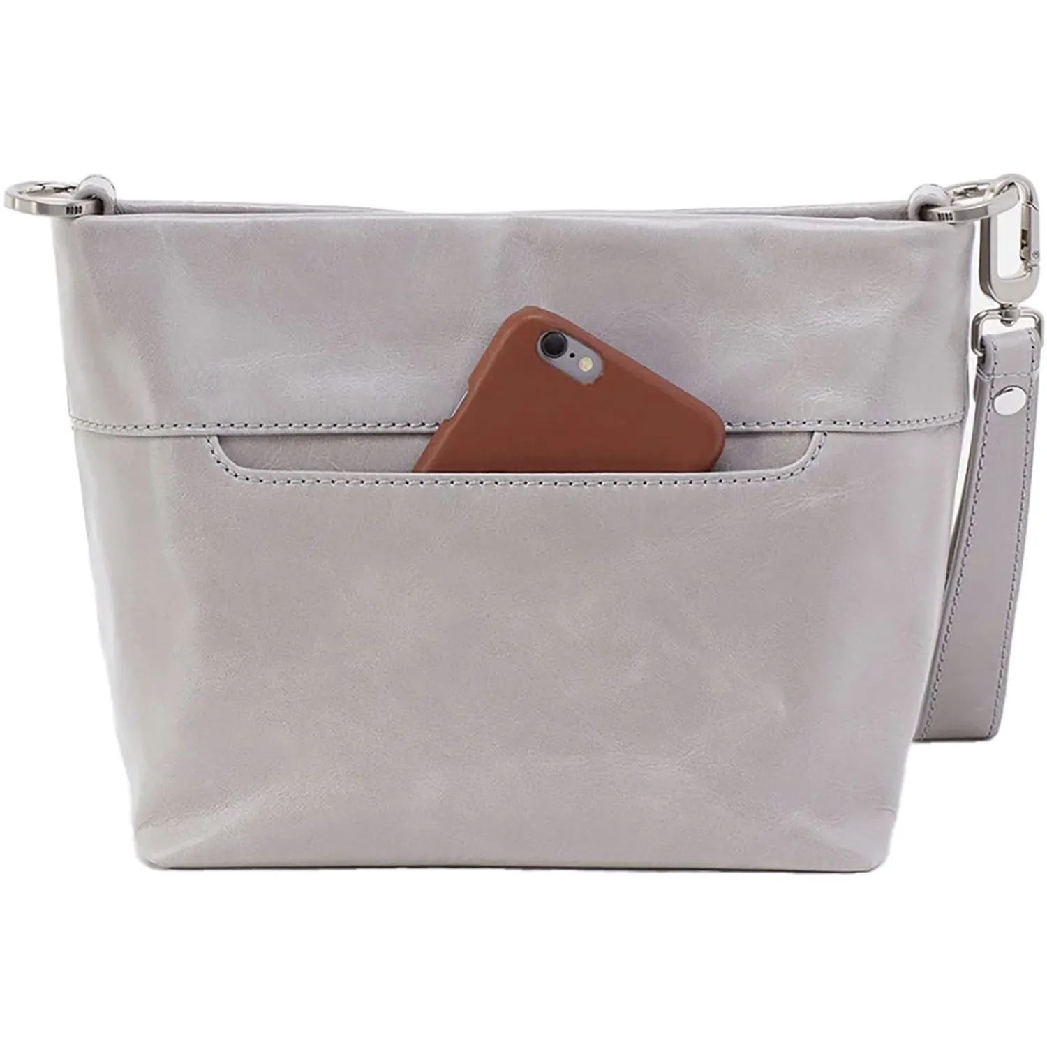 Hobo Ashe Crossbody Light Grey Polished Leather