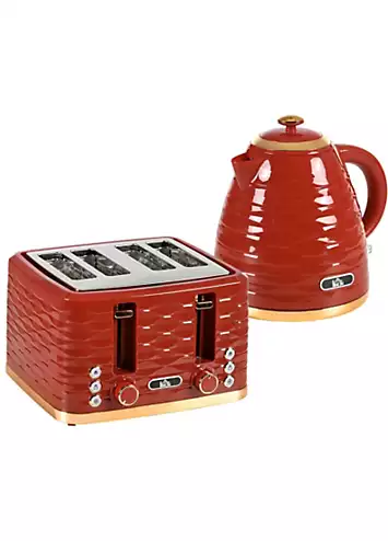 HOMCOM Kettle & 4 Slice Toaster Set - Red | Kaleidoscope