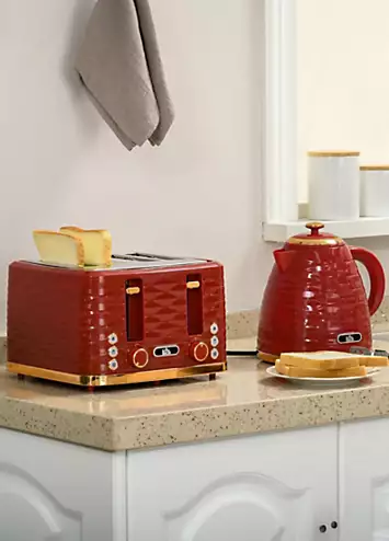 HOMCOM Kettle & 4 Slice Toaster Set - Red | Kaleidoscope