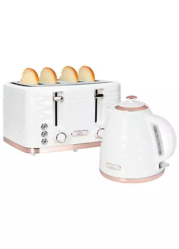 HOMCOM Kettle & 4 Slice Toaster Set - White | Kaleidoscope