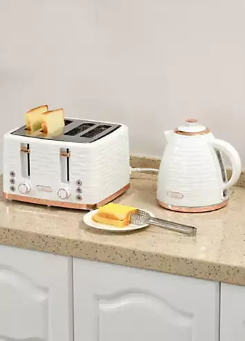 HOMCOM Kettle & 4 Slice Toaster Set - White | Kaleidoscope