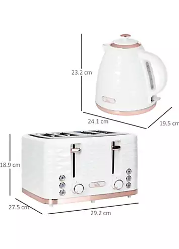 HOMCOM Kettle & 4 Slice Toaster Set - White | Kaleidoscope