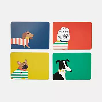 Joules Dog Set of 4 Corkback Placemats | Kaleidoscope