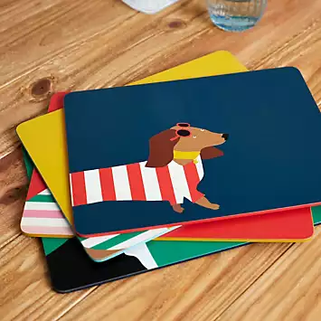 Joules Dog Set of 4 Corkback Placemats | Kaleidoscope