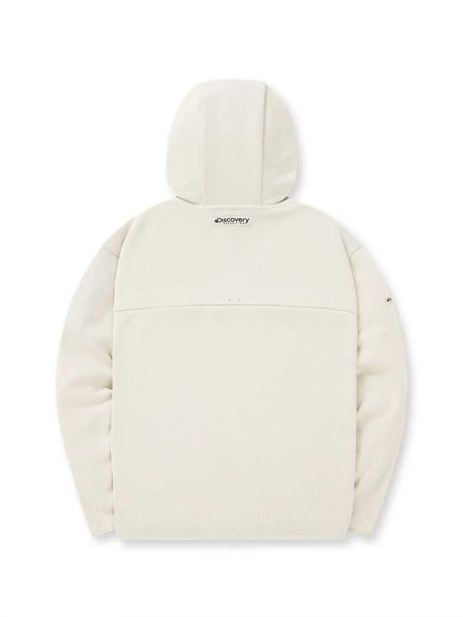 Knit Like Half Zip-Up Hoodie D.Ivory