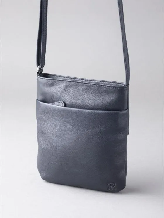 Lowther Leather Cross Body Bag in Navy