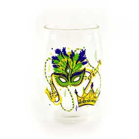 Mardi Gras Mask – Stemless Wine Glass