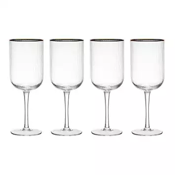 Mikasa Sorrento 4 Piece Crystal Glass White Wine Glass Set | Kaleidoscope